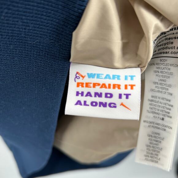 Men's Blue Patagonia Box Quilted Pullover 1/4 Zip Nylon Jacket STY20835 - Picture 7 of 10